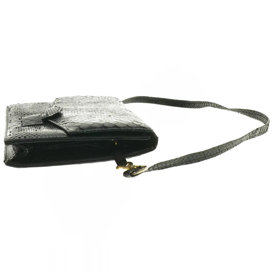 Sort slangeskindstaske/clutch (str. 25 x 16,5 cm)