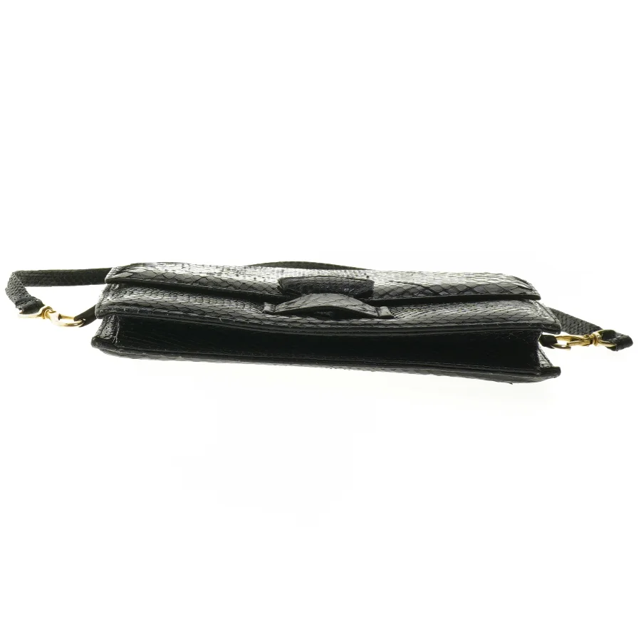 Sort slangeskindstaske/clutch (str. 25 x 16,5 cm)