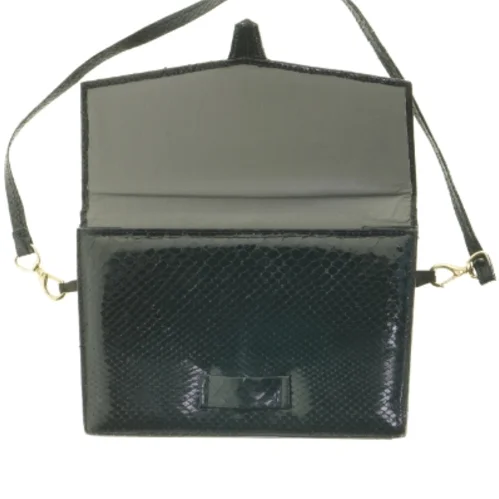 Sort slangeskindstaske/clutch (str. 25 x 16,5 cm)