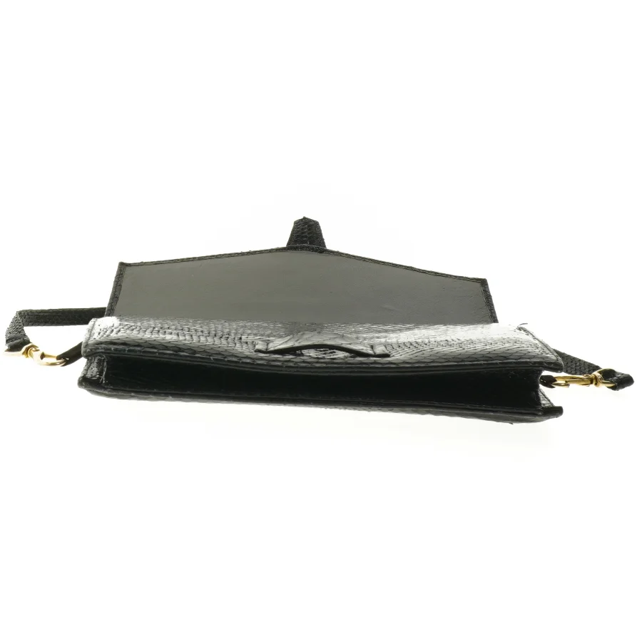 Sort slangeskindstaske/clutch (str. 25 x 16,5 cm)