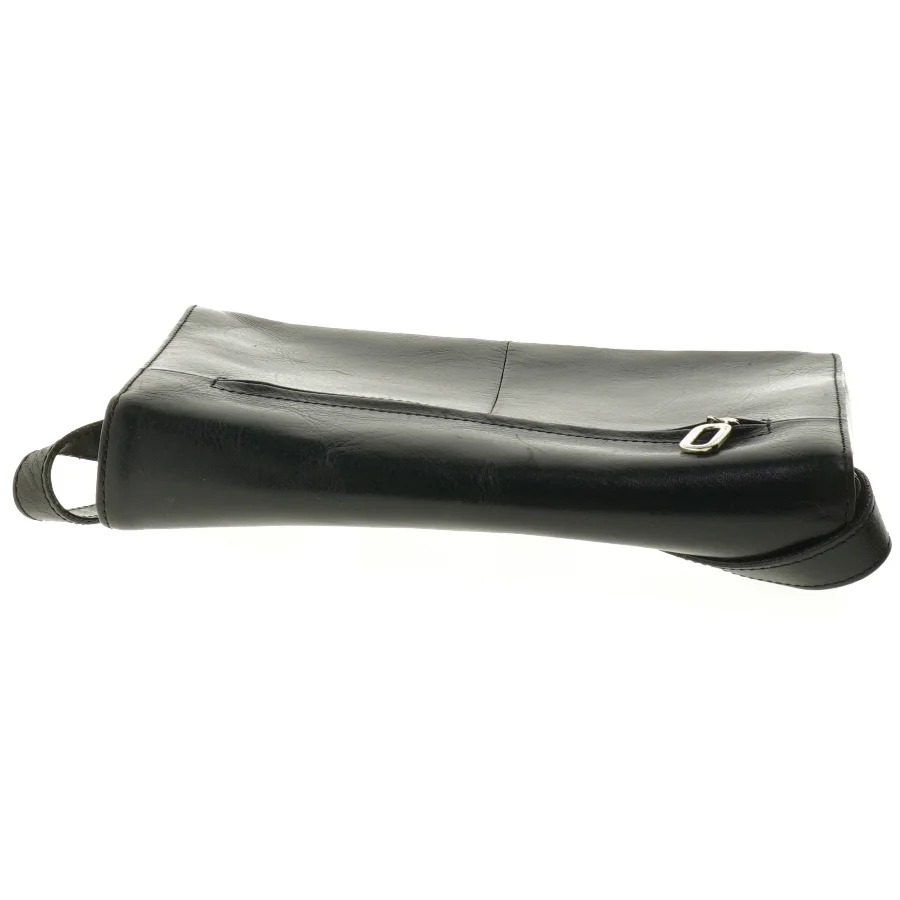 Sort læder skuldertaske (str. 26 x 19 cm)