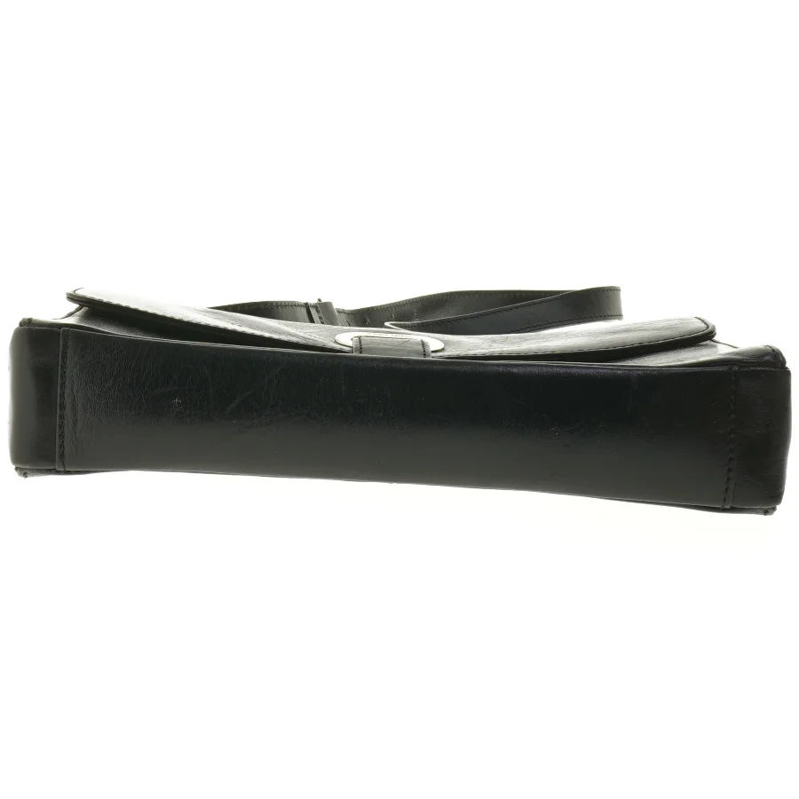 Sort læder skuldertaske (str. 26 x 19 cm)