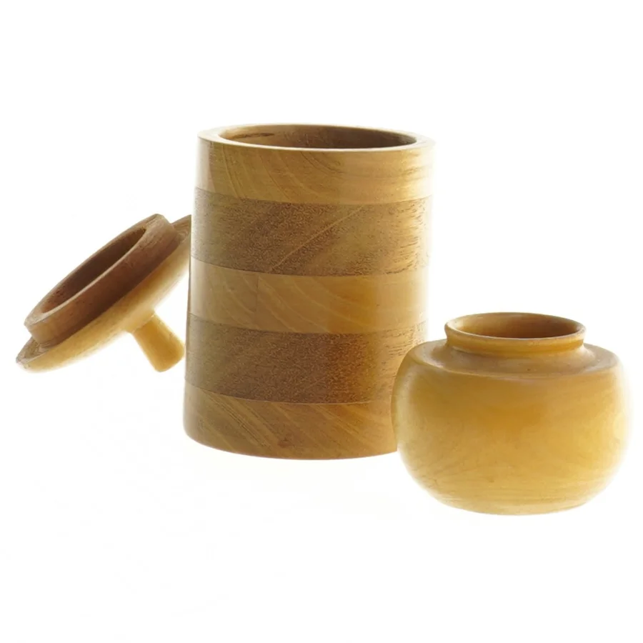 Træbeholdere med låg (str. 10 x 6 cm og 5 x 4 cm)