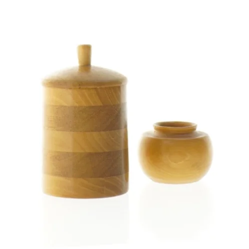 Træbeholdere med låg (str. 10 x 6 cm og 5 x 4 cm)