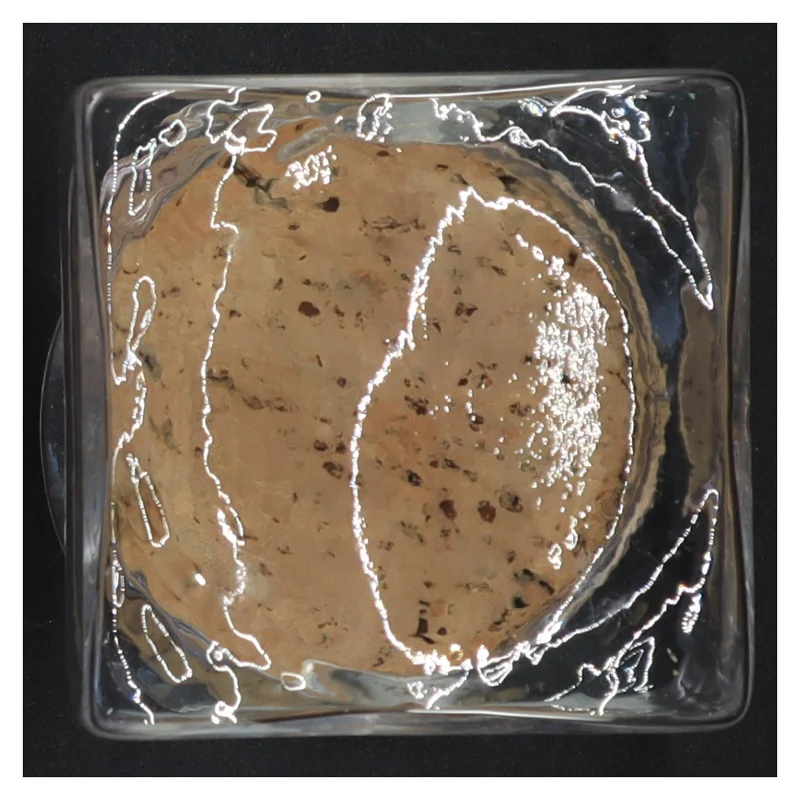 Glas beholder med korkprop (str. 10 x 9 x 9 cm)