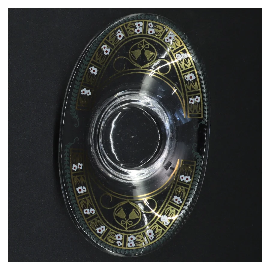 Glasfad med dekorative detaljer (str. 19 x 11,5 x 3,5 cm)