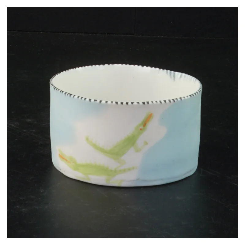 Porcelænsskål med gekko motiv (str. 5 x 9 cm)