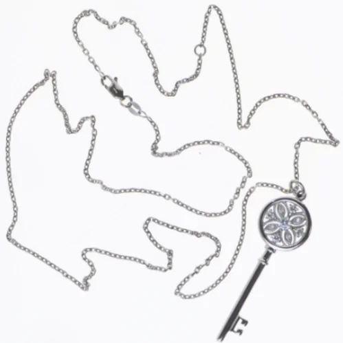 Sølvfarvet nøgle halskæde (str. Ø 21 cm)