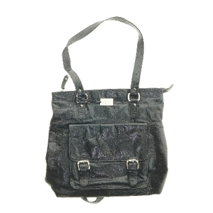 Sort læder skuldertaske fra The Monte (str. 37x34 cm)