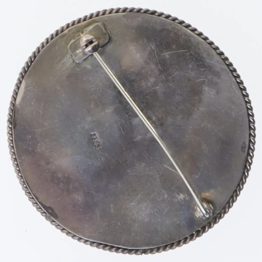 Gammel mussemalet stil brochenstemplet 830s(str. Ø 5 cm)