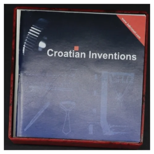 Æske med motiver af kroatiske opfindelser (str. Kasse 13 x 13 cm)