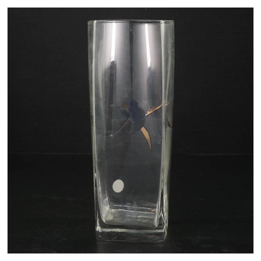 Glas vase med håndmalet design fra Luminarc (str. H. 21 cm)