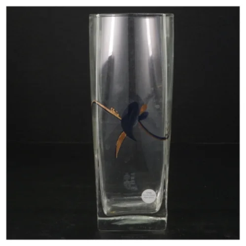 Glas vase med håndmalet design fra Luminarc (str. H. 21 cm)