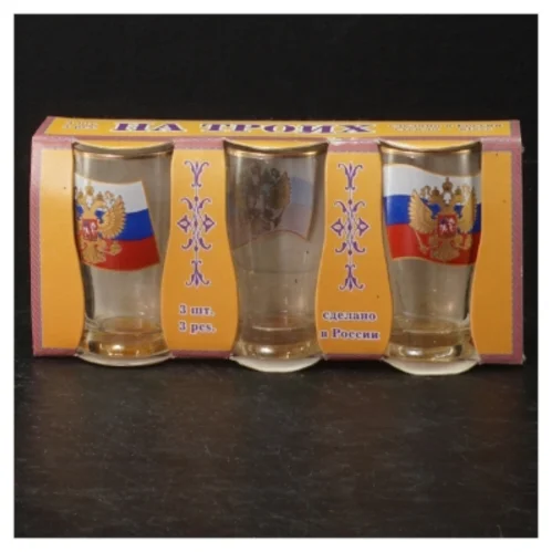 Russiske shotglas med dekoration (str. 8 cm)