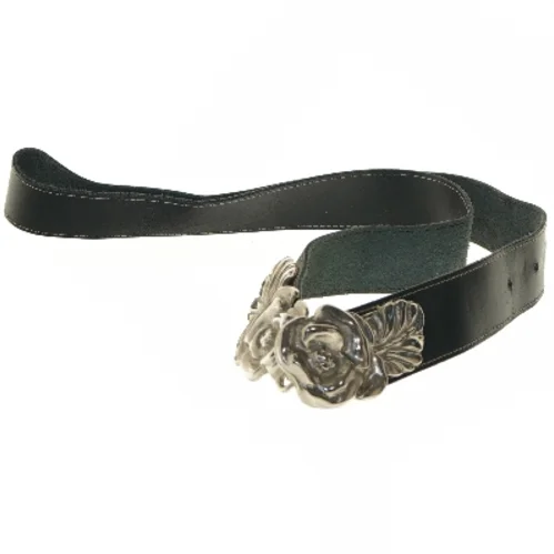 Læderbælte med blomstermotiv (str. 112 cm)