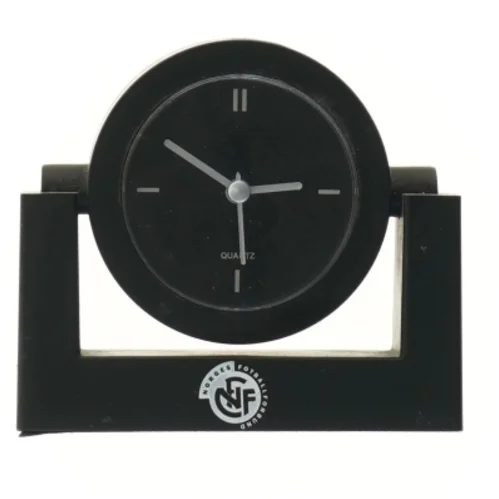 Sort bordklokke med NFF logo fra Norges Fotballforbund (str. 13x12 cm)