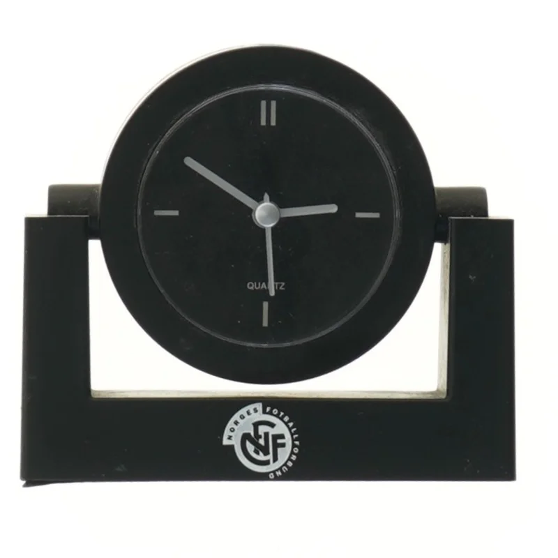 Sort bordklokke med NFF logo fra Norges Fotballforbund (str. 13x12 cm)