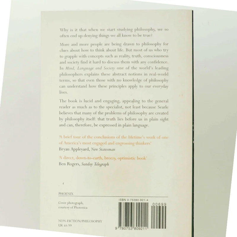 Mind, language and society : philosophy in the real world af John R. Searle (Bog)