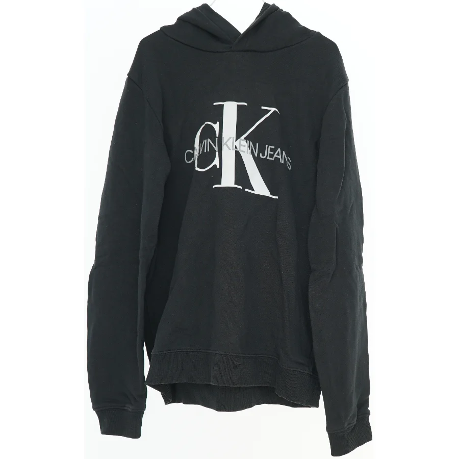 Sort hættetrøje med logo fra Calvin Klein (str. 176)