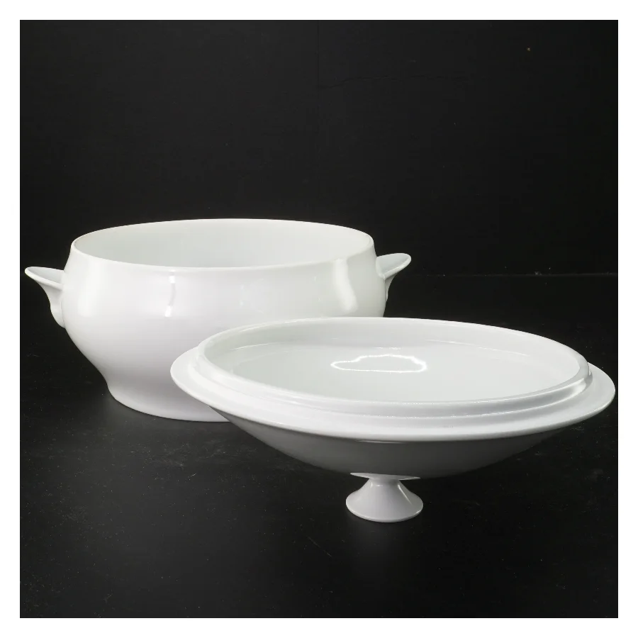 Porcelænsterrin med låg fra B&G (str. Ø 20x16 cm)