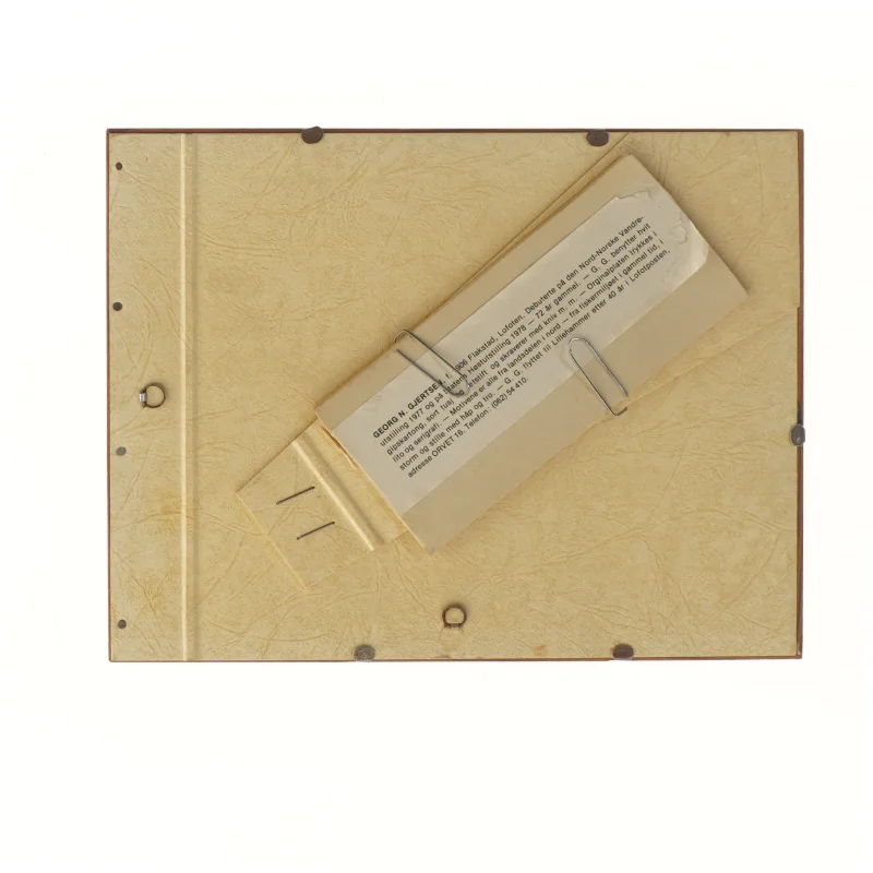 Indrammet litografi med skibsmotiv (str. 20,5x26 cm)