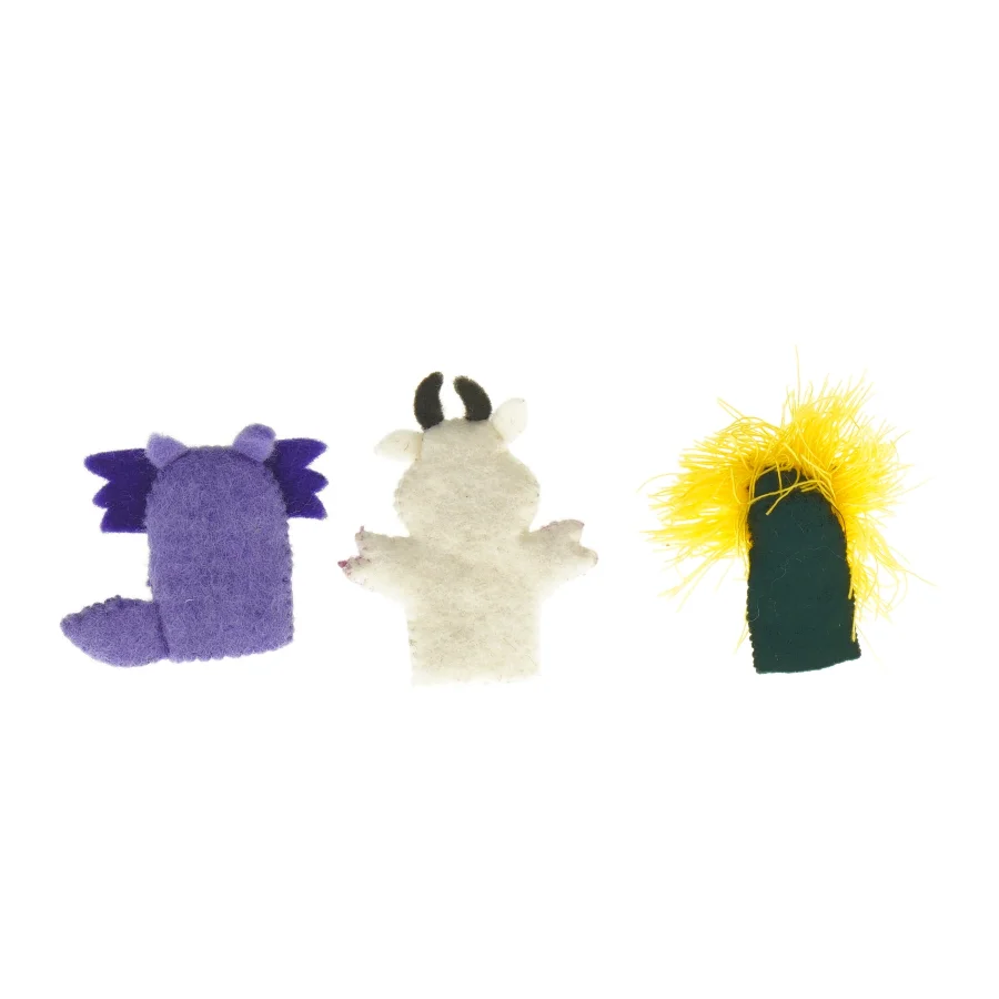 Fingerdukker i filt, dyr (str. 9 cm)