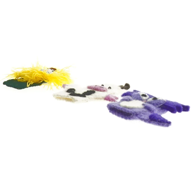 Fingerdukker i filt, dyr (str. 9 cm)