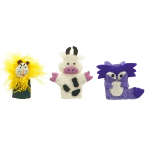 Fingerdukker i filt, dyr (str. 9 cm)