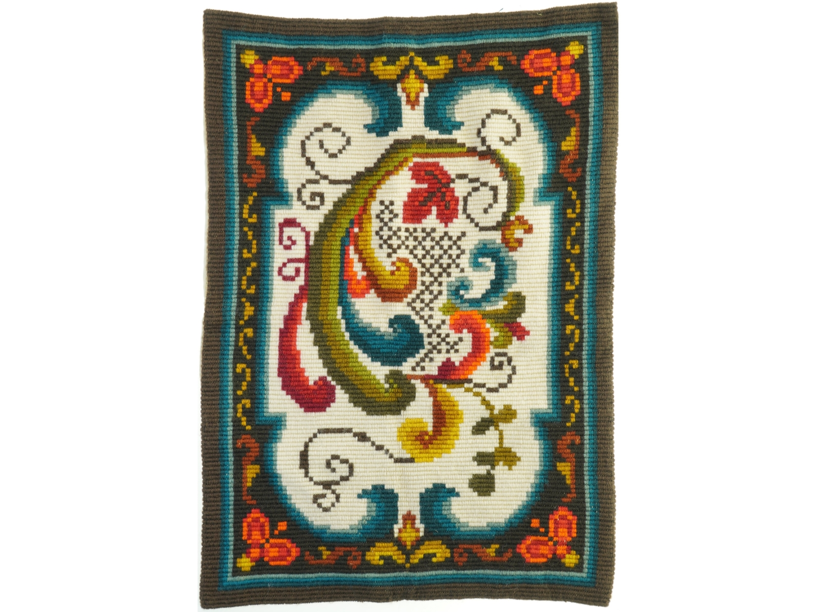 Broderet vægtæppe - norsk åkle (str. 48x68 cm)
