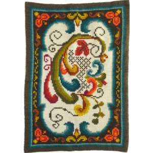 Broderet vægtæppe - norsk åkle (str. 48x68 cm)