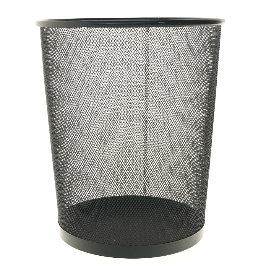 Affaldsspand i sort metalnet (str. Ø 29,5 cm længde 35 cm)