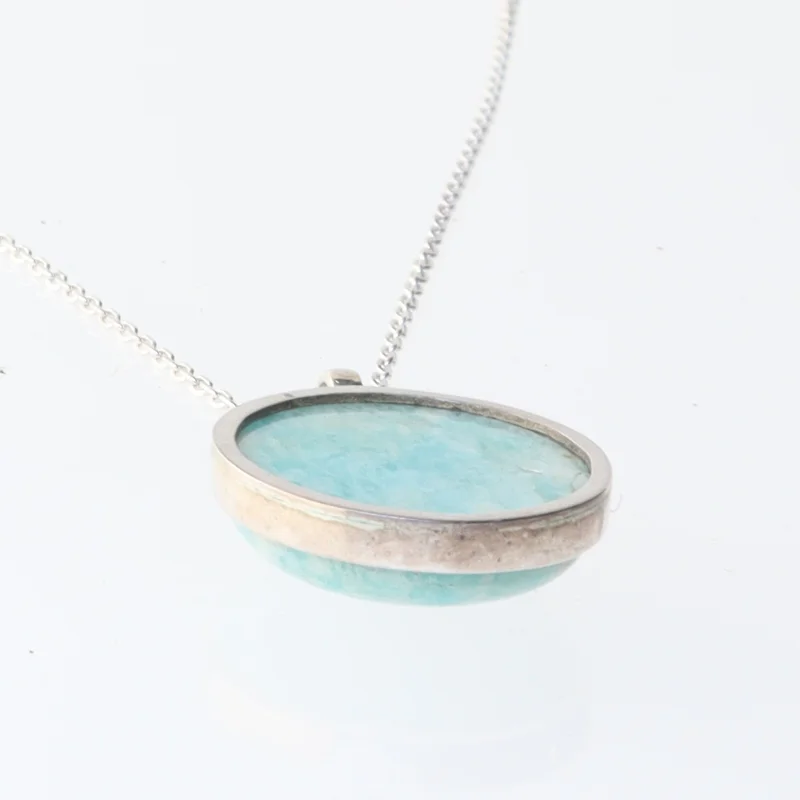 Sølv halskæde med blå vedhæng (str. 46 cm)