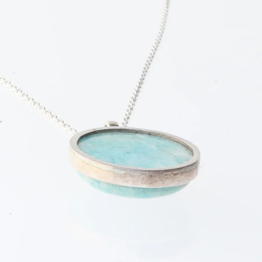 Sølv halskæde med blå vedhæng (str. 46 cm)