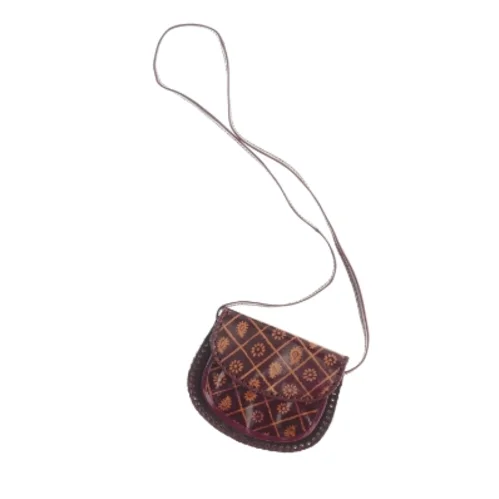 Lille skuldertaske i skind med mønster (str. 16 x 12 cm)