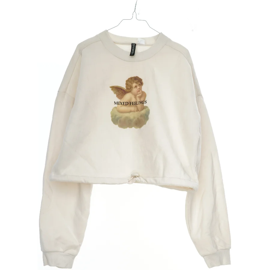 Hvid sweatshirt med tryk fra H&M (str. XS)