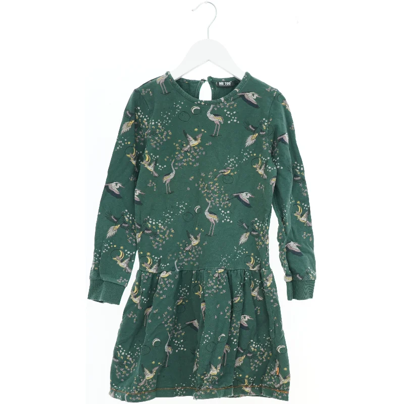 Grøn kjole med fuglemønster fra Me Too (str. 128)
