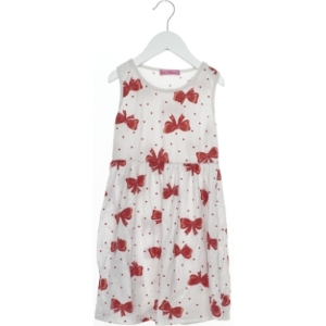 Hvid kjole med røde sløjfer fra Lida Fashion (str. 128)