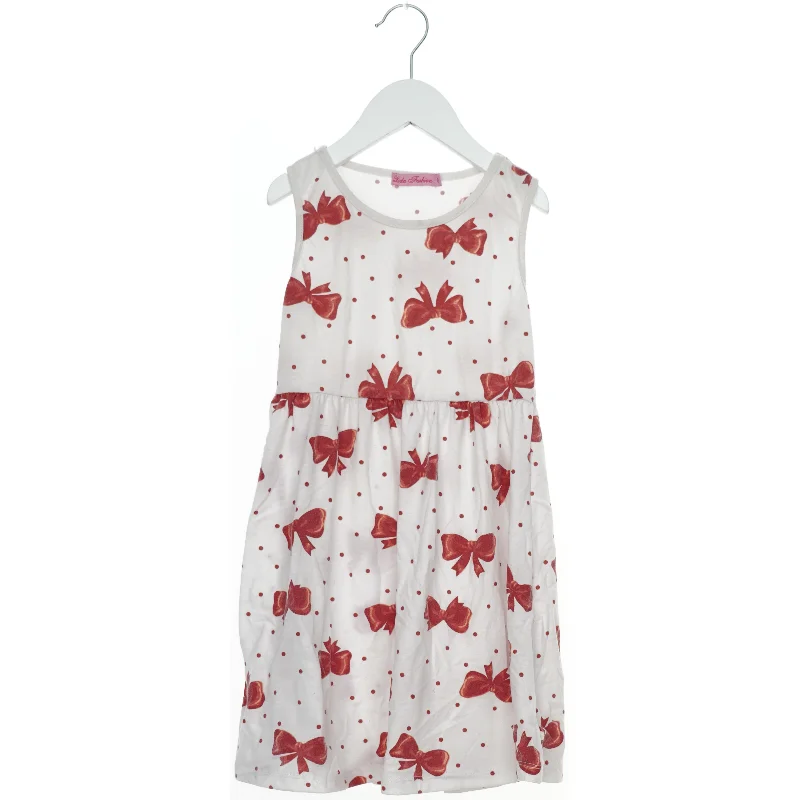 Hvid kjole med røde sløjfer fra Lida Fashion (str. 128)