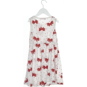 Hvid kjole med røde sløjfer fra Lida Fashion (str. 128)