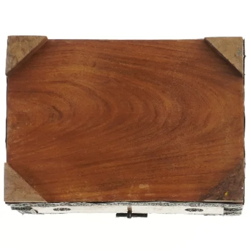 Dekorativ kiste i træ med metalbeslag (str. 28x20 cm)