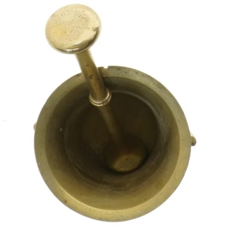 Morter og støder i messing (str. Ø 11,5 cm længde 10,5 cm)