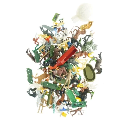 Pose med blandet legetøjsfigurer (str. 4 x 4 cm til 11 x 8 cm)