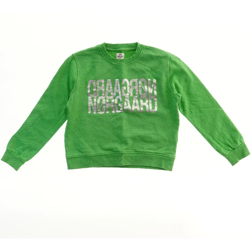 Grøn sweatshirt med tryk fra Mads Nørgaard (str. 140)