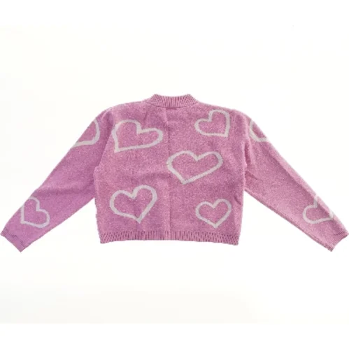 Striktrøje med hjerteprint fra D-XEL (str. 140)