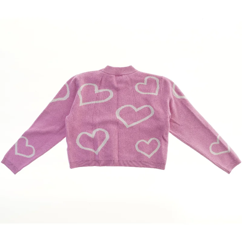 Striktrøje med hjerteprint fra D-XEL (str. 140)