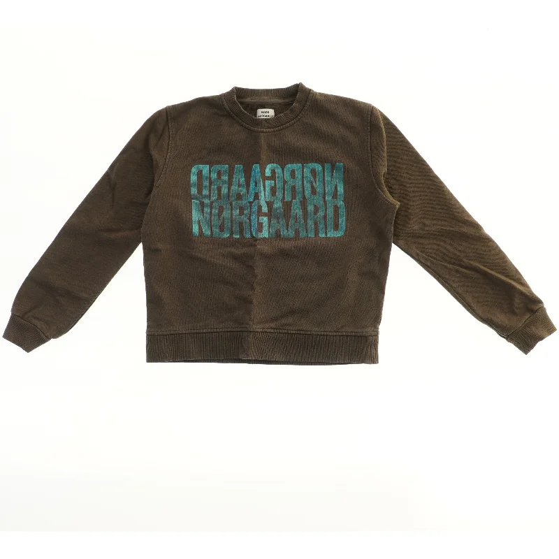 Brun sweatshirt med grafik tryk fra Mads Nørgaard (str. 140)