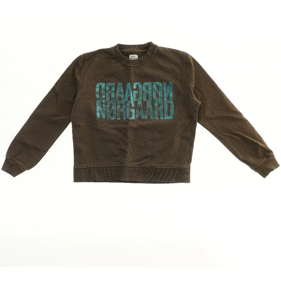 Brun sweatshirt med grafik tryk fra Mads Nørgaard (str. 140)