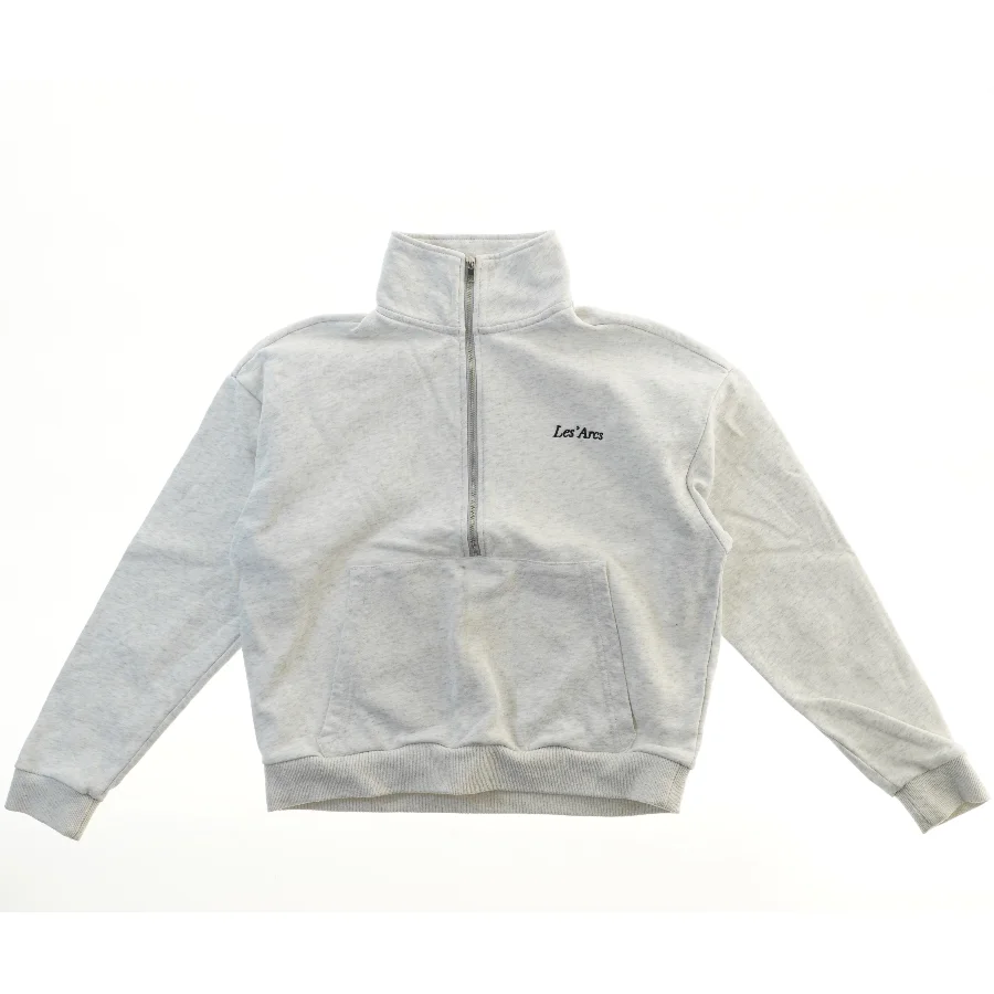 Lysegrå sweatshirt med halv lynlås fra Les’ Arcs (str. 164)
