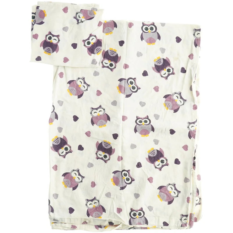 Dynebetræk og pudebetræk med uglemønster (str. 90 x 120 cm)