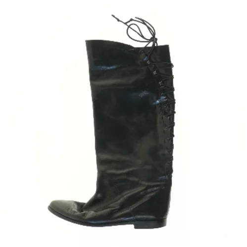 Sorte knæhøje støvler med snøre (str. 37 )